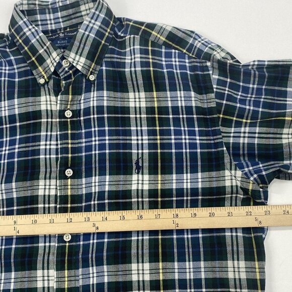 Ralph Lauren Men’s Blake Plaid Sz M Long Sleeve Button Down Shirt Blue Green - Picture 5 of 9